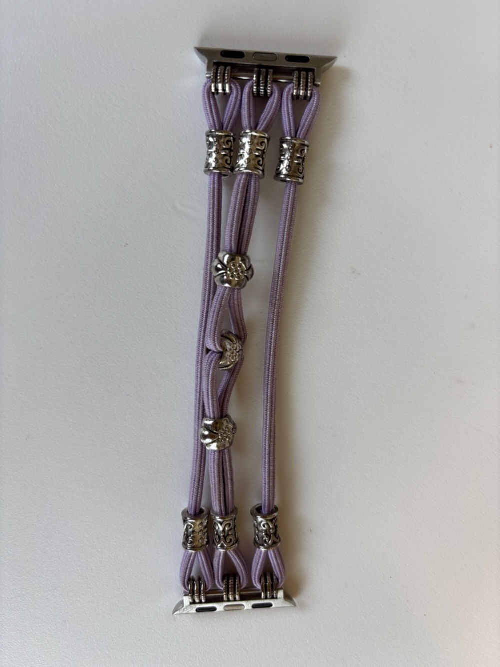 Tilon Lavender Multi-Strand Apple Watch Connector with Silver-Tone Beads - Picture 3 of 4